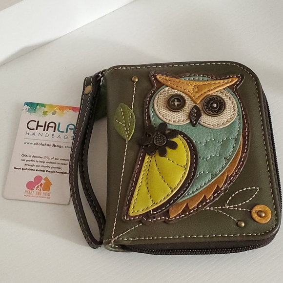 Chala Handbags - Chala | Vegan Owl Zip Around Wallet with Wrist Strap | NWT